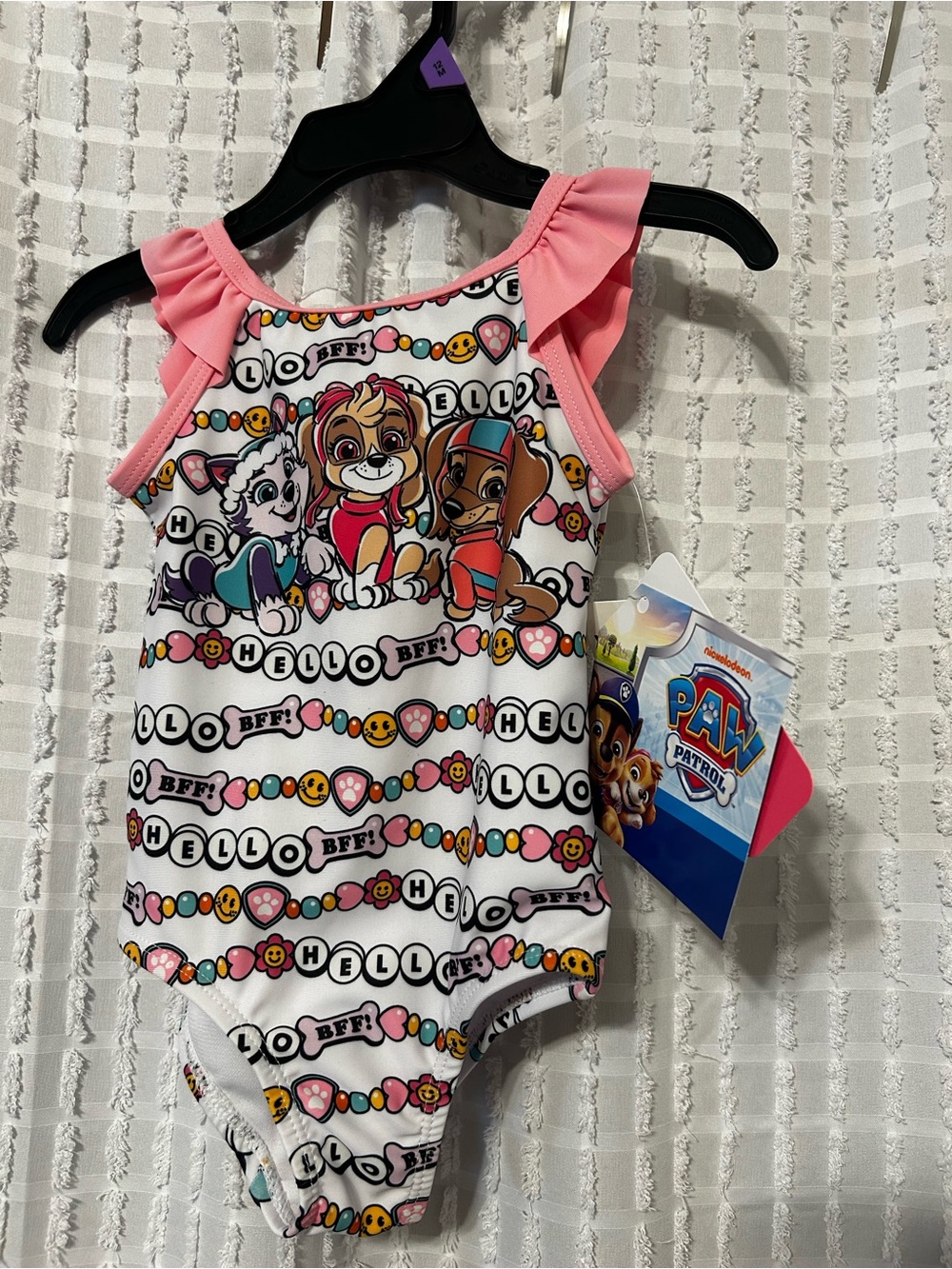 Nickelodeon Paw Patrol 12M Girls One Piece Swimsuit Pink Ruffle Skye Everest NWT